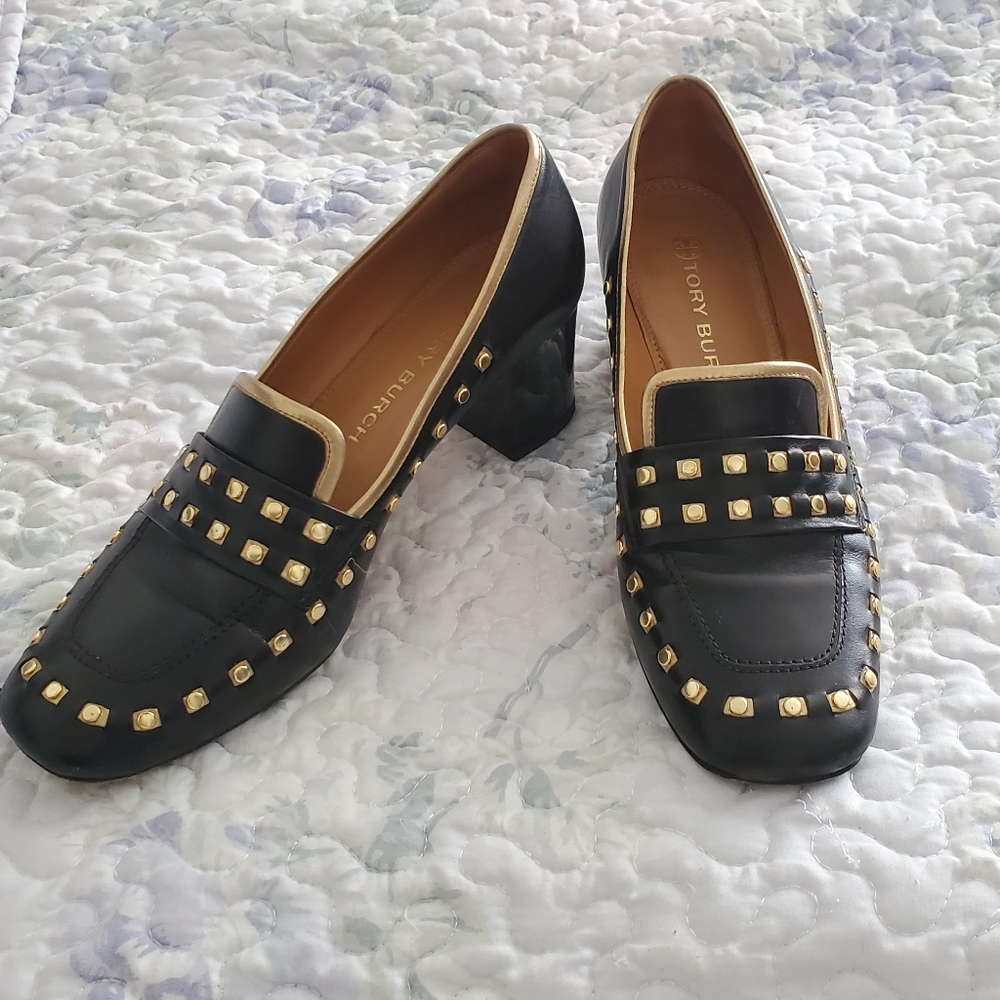 Tory Burch Studded 55mm Heeled Loafers - Picture 3 of 6